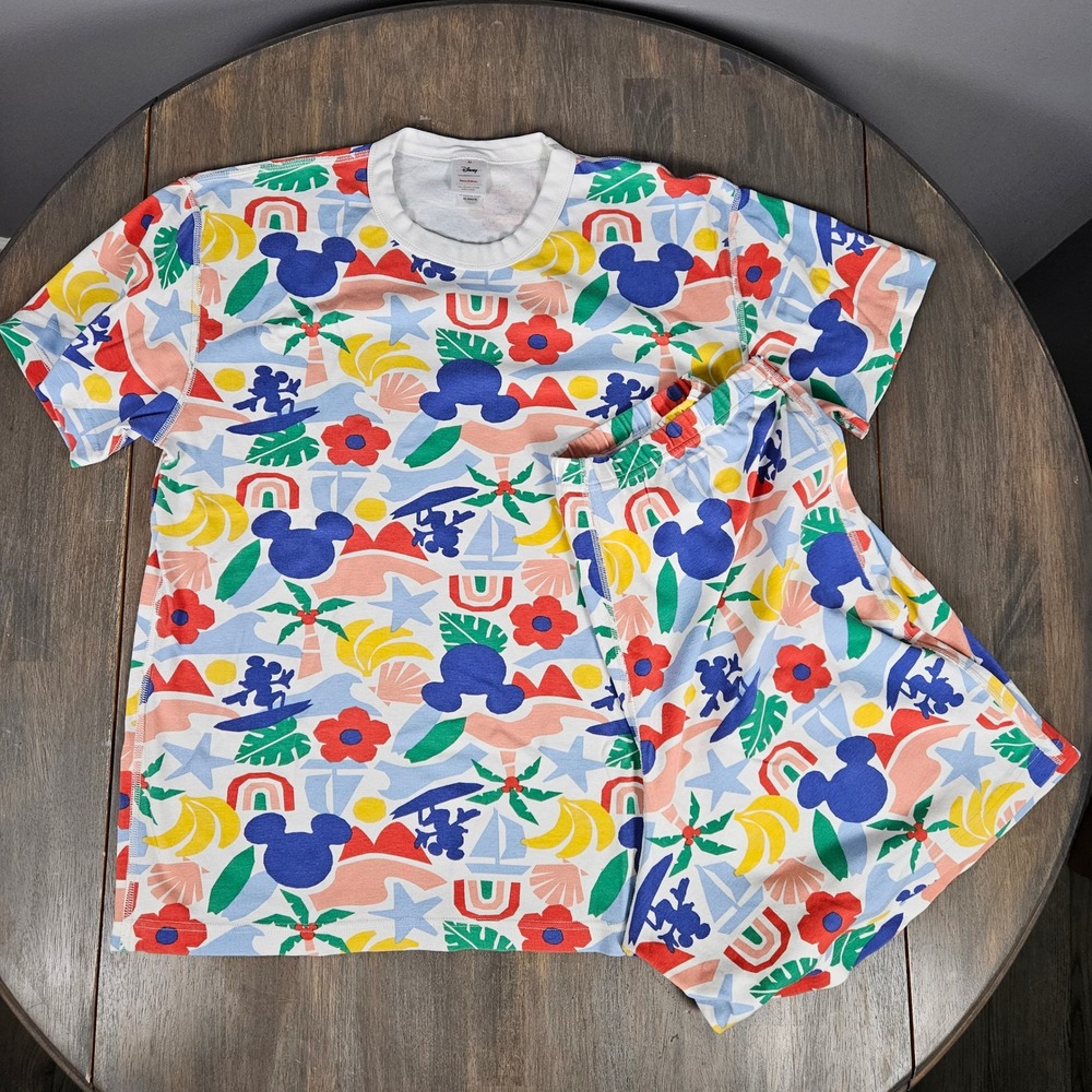 Hanna Andersson Disney Adult XL Mickey Mouse Tropical Organic Cotton Pajama Set